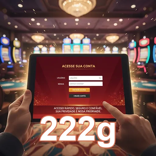 Tela de login do 222g em tablet para acesso a jogos mobile.