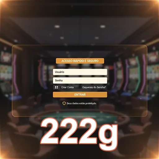 Tela de login do app 222g mostrando acesso rápido aos slots.