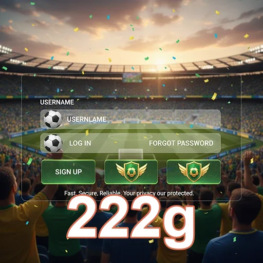 Tela de login da plataforma 222g com foco em apostas esportivas.