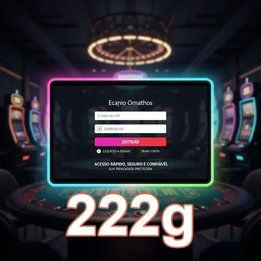 Tela de login simples do site 222g em ambiente de cassino.