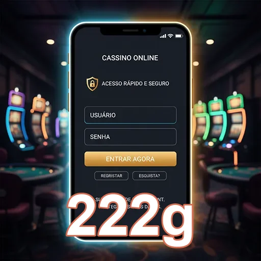 Tela de login do cassino online 222g com acesso rápido.