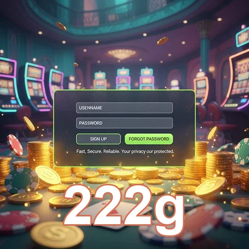 Tela de login do 222g em ambiente de cassino virtual
