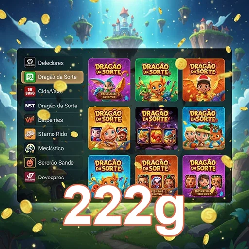 Jogos de slots do 222g em uma tela colorida e animada.