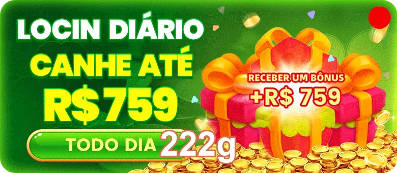 Banner promocional da plataforma 222g destacando bônus diários.