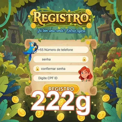 Tela de registro da 222g com campos para cadastro.