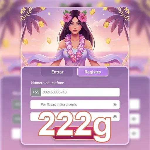 Tela de registro do aplicativo 222g com foco na simplicidade.