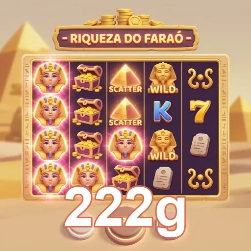 Interface do jogo 'Riqueza do Faraó' no 222g.