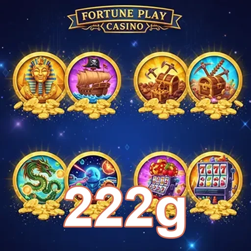 Ilustração de slots e jogos do 222g com símbolos diversos
