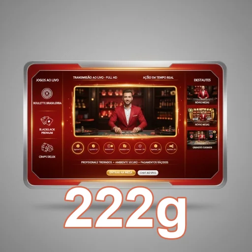 Interface de jogos ao vivo da 222g com opções de slots.